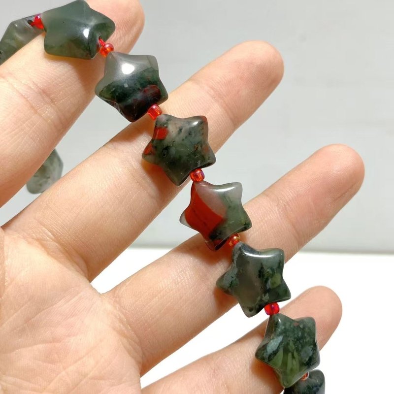 3 Types 1.5CM Drilled Star DIY Beads Strands Wholesale Dragon Blood Stone Labradorite