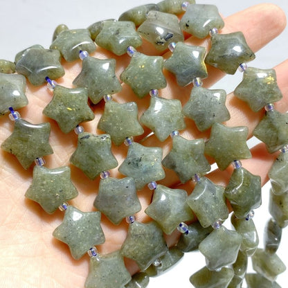 3 Types 1.5CM Drilled Star DIY Beads Strands Wholesale Dragon Blood Stone Labradorite