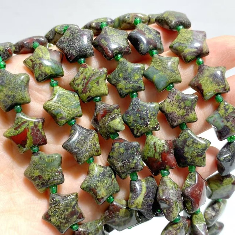 3 Types 1.5CM Drilled Star DIY Beads Strands Wholesale Dragon Blood Stone Labradorite