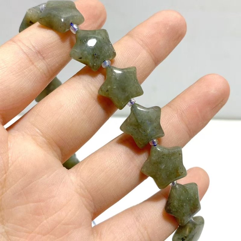3 Types 1.5CM Drilled Star DIY Beads Strands Wholesale Dragon Blood Stone Labradorite