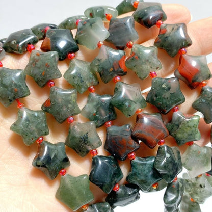 3 Types 1.5CM Drilled Star DIY Beads Strands Wholesale Dragon Blood Stone Labradorite