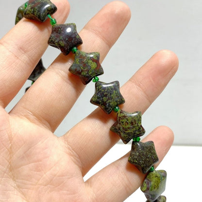3 Types 1.5CM Drilled Star DIY Beads Strands Wholesale Dragon Blood Stone Labradorite