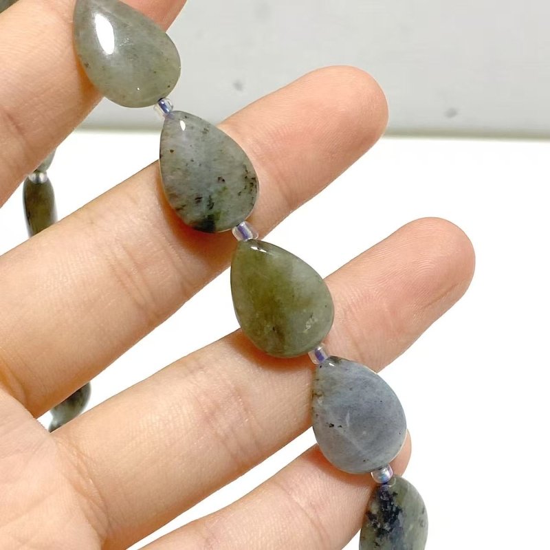3 Types Mini Drilled Waterdrop Shape DIY Beads Strands Wholesale Dragon Blood Stone Labradorite