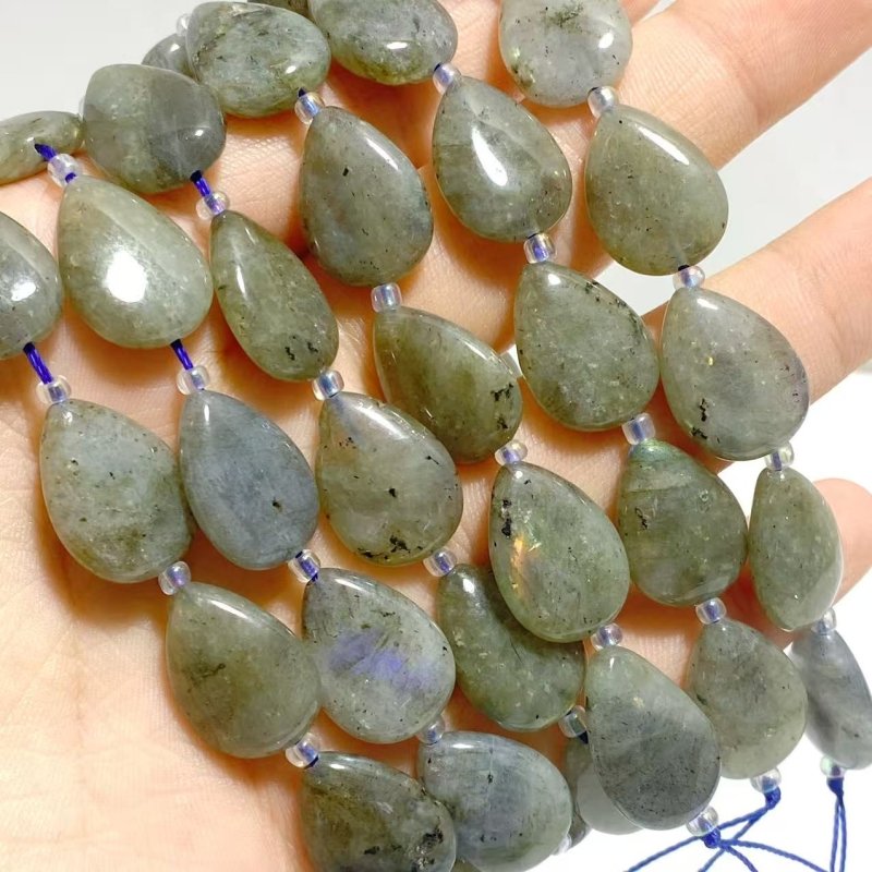 3 Types Mini Drilled Waterdrop Shape DIY Beads Strands Wholesale Dragon Blood Stone Labradorite