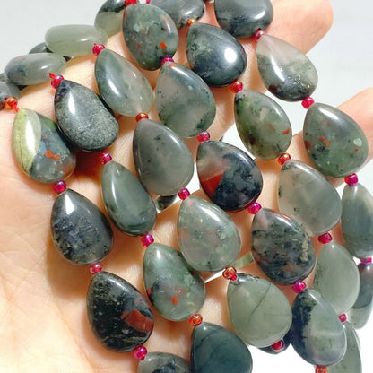 3 Types Mini Drilled Waterdrop Shape DIY Beads Strands Wholesale Dragon Blood Stone Labradorite
