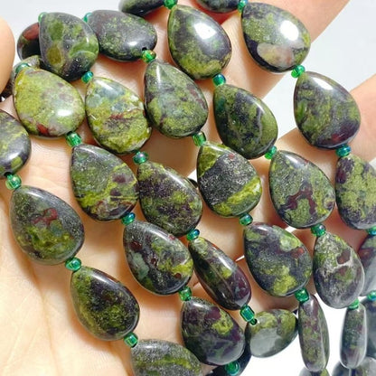 3 Types Mini Drilled Waterdrop Shape DIY Beads Strands Wholesale Dragon Blood Stone Labradorite
