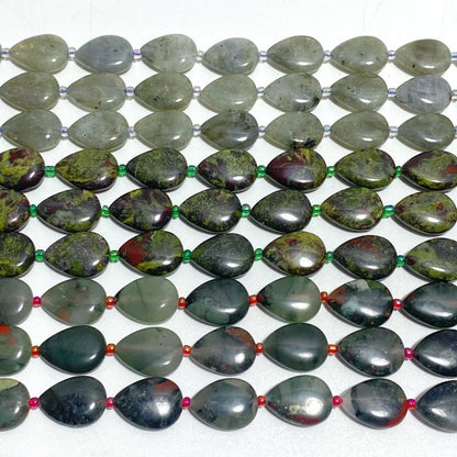 3 Types Mini Drilled Waterdrop Shape DIY Beads Strands Wholesale Dragon Blood Stone Labradorite