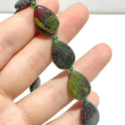 3 Types Mini Drilled Waterdrop Shape DIY Beads Strands Wholesale Dragon Blood Stone Labradorite