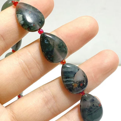 3 Types Mini Drilled Waterdrop Shape DIY Beads Strands Wholesale Dragon Blood Stone Labradorite