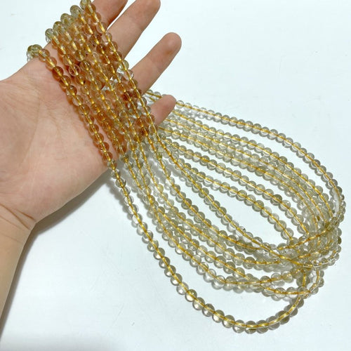 6 Pieces 6mm Rutile Quartz Beads 3-Loop Bracelet/Necklace For DIY
