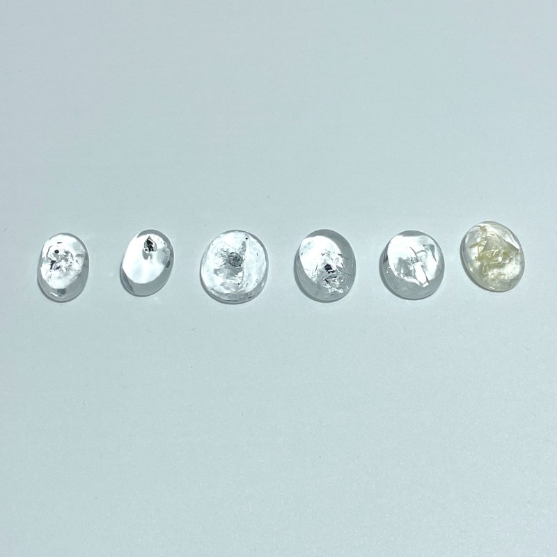 6 Pieces Enhydro Quartz Oval Cabochon Crystal DIY Pendants #1