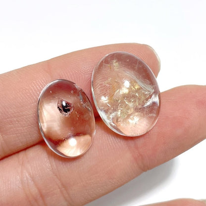 6 Pieces Enhydro Quartz Oval Cabochon Crystal DIY Pendants #1