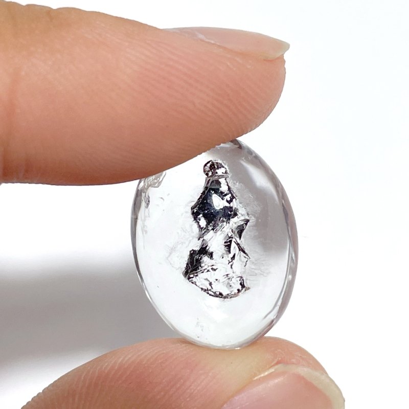 6 Pieces Enhydro Quartz Oval Cabochon Polished Crystal DIY Pendant #2