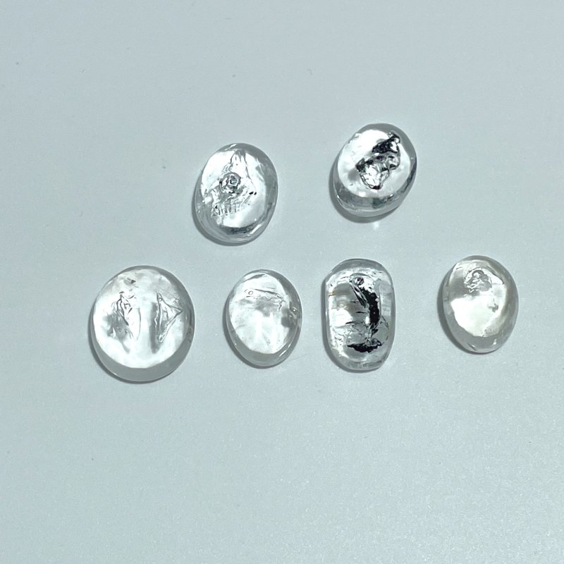 6 Pieces Enhydro Quartz Oval Cabochon Polished Crystal DIY Pendant #2