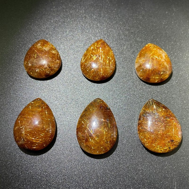 6pcs Lot High Quality Rutile Teardrop Pendant Jewelry Making