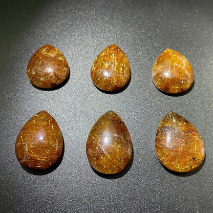 6pcs Lot High Quality Rutile Teardrop Pendant Jewelry Making