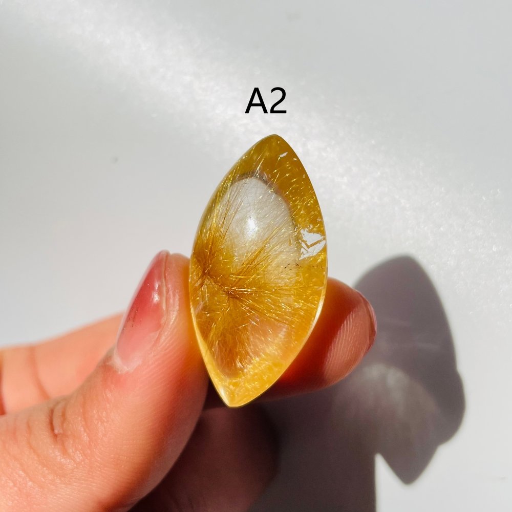 Gold Rutile Quartz Marquise Shape For Jewelry Making DIY Pendant