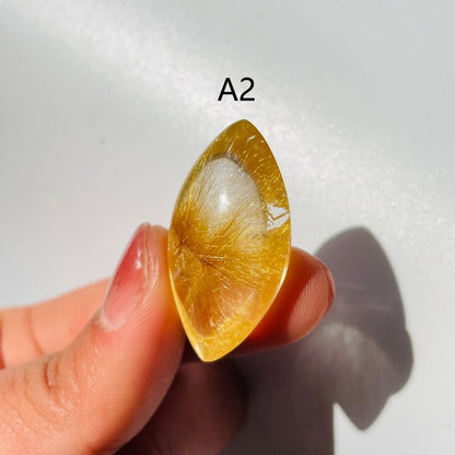 Gold Rutile Quartz Marquise Shape For Jewelry Making DIY Pendant