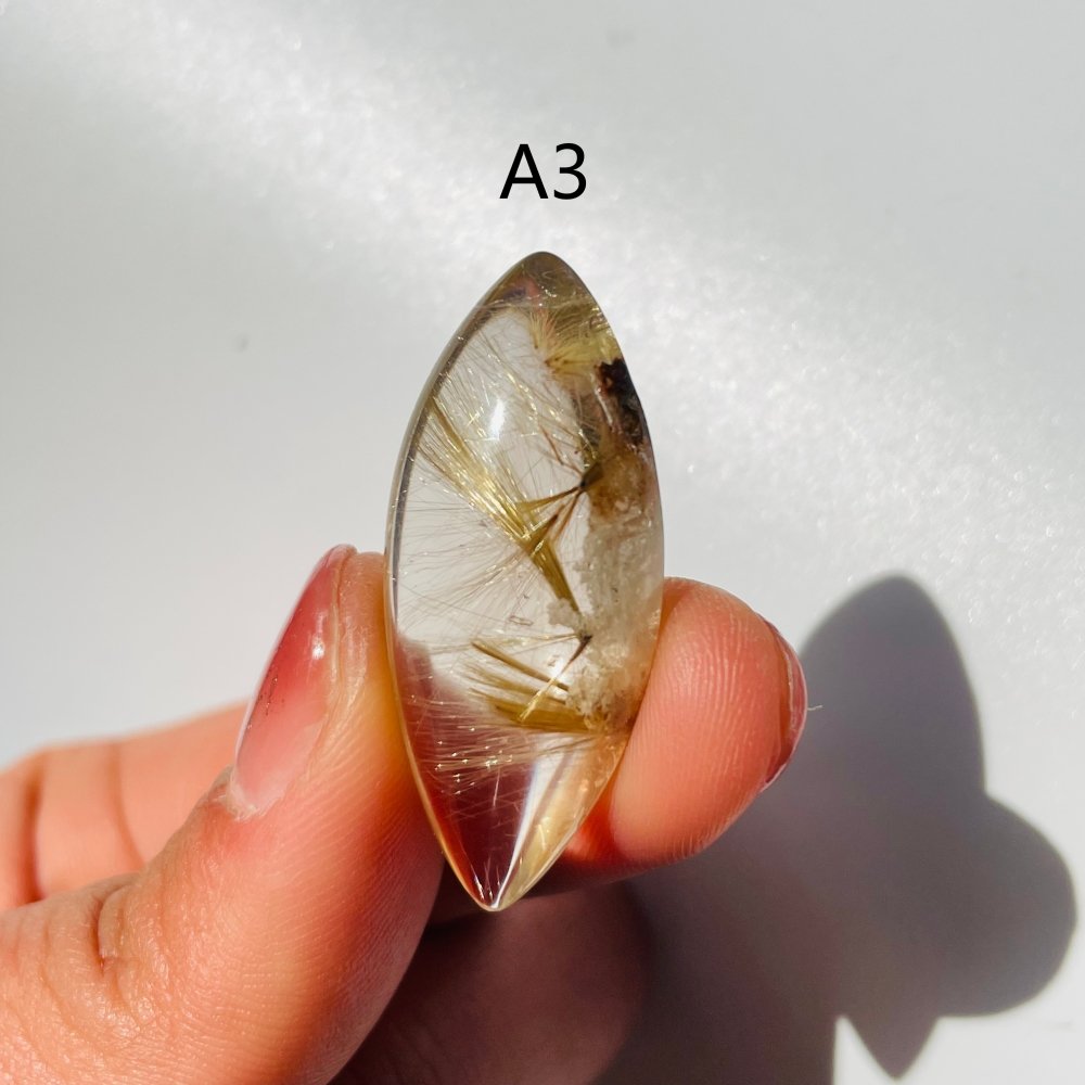 Gold Rutile Quartz Marquise Shape For Jewelry Making DIY Pendant