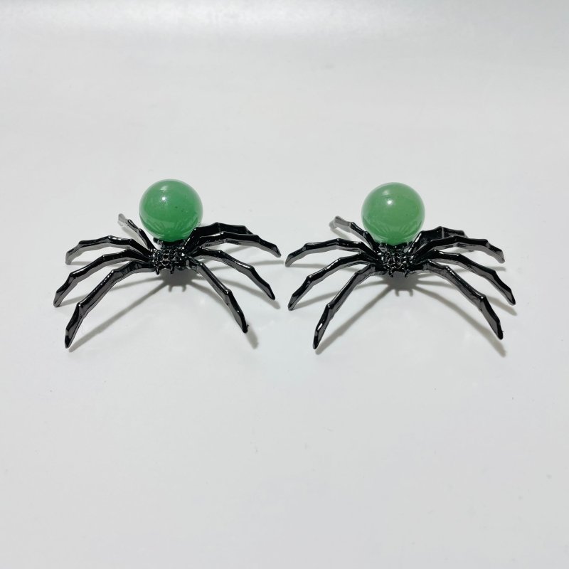 Green Aventurine Crystal Sphere Spider Ornament Handmade Alloy Spider DIY Wholesale