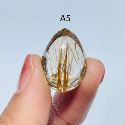 High Quality Gold Rutilated Quartz Teardrop Shape For Jewelry Making DIY Pendant