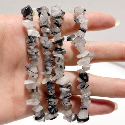 Irregular Crystal Chips Stone DIY Black Tourmaline Lepidolite Loose Beads #5