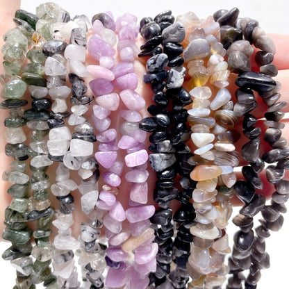 Irregular Crystal Chips Stone DIY Black Tourmaline Lepidolite Loose Beads #5