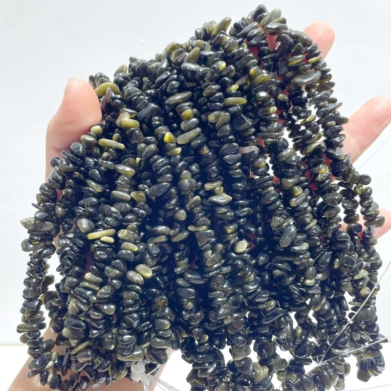 Irregular Crystal Chips Stone DIY Bracelet Wholesale Sunstone Gold Sheen Obsidian