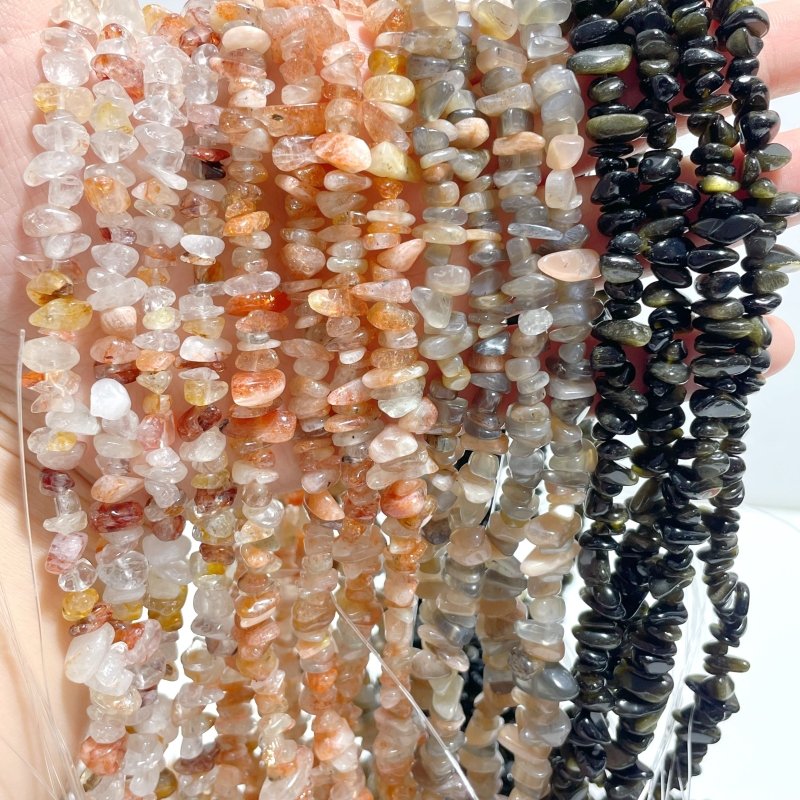 Irregular Crystal Chips Stone DIY Bracelet Wholesale Sunstone Gold Sheen Obsidian