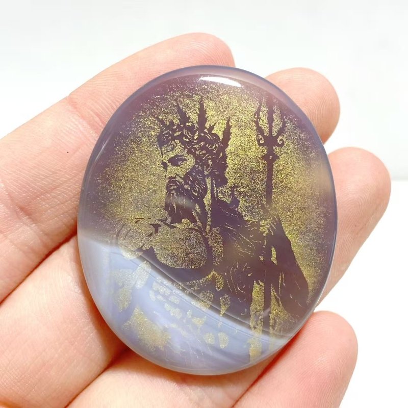 Laser Printing Golden Twelve Olympians Agate Stone DIY Accessories Wholesale