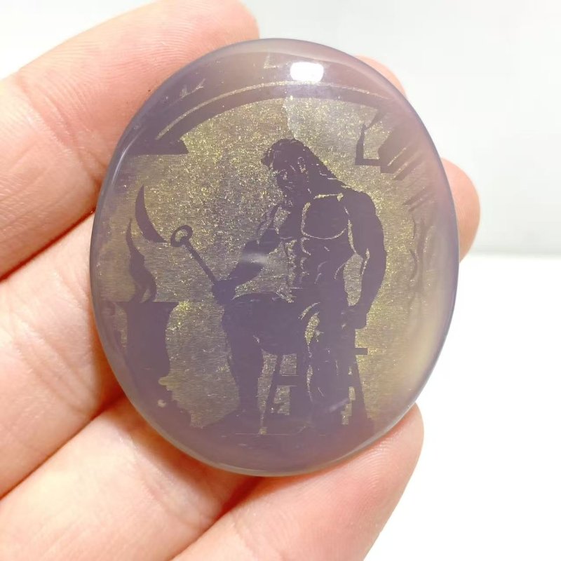 Laser Printing Golden Twelve Olympians Agate Stone DIY Accessories Wholesale