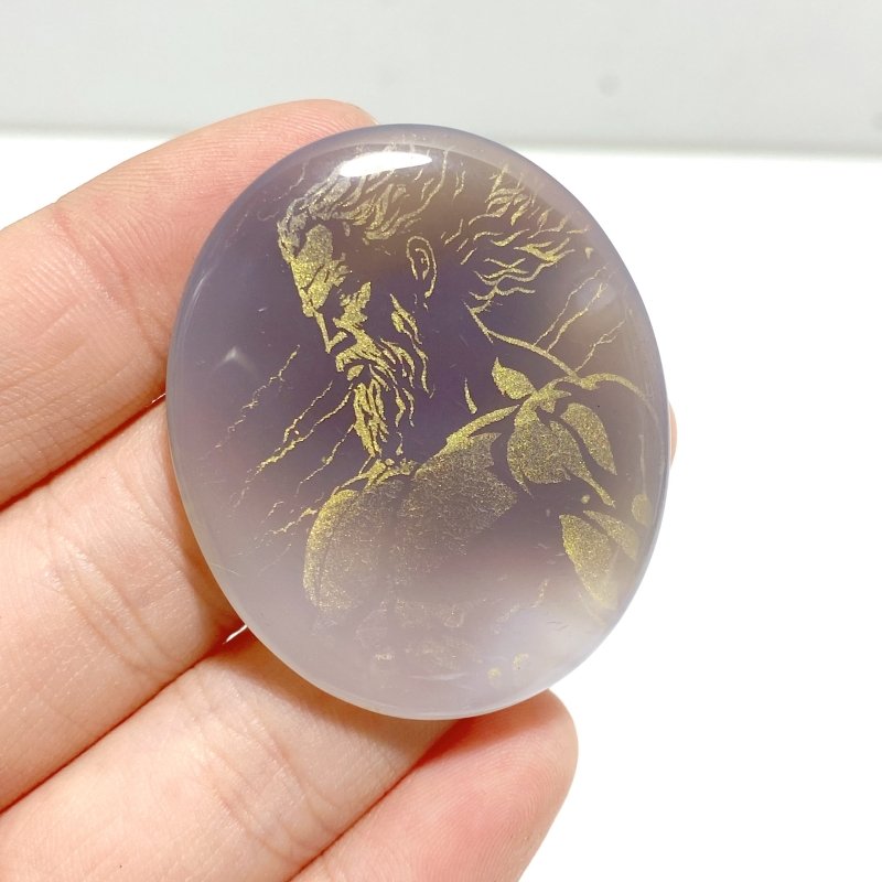 Laser Printing Golden Twelve Olympians Agate Stone DIY Accessories Wholesale