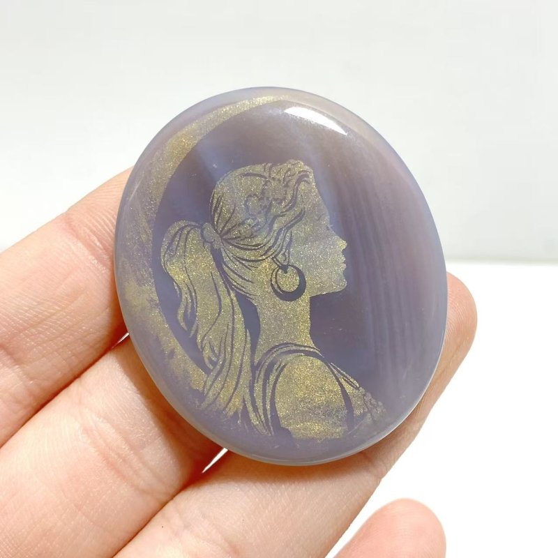 Laser Printing Golden Twelve Olympians Agate Stone DIY Accessories Wholesale