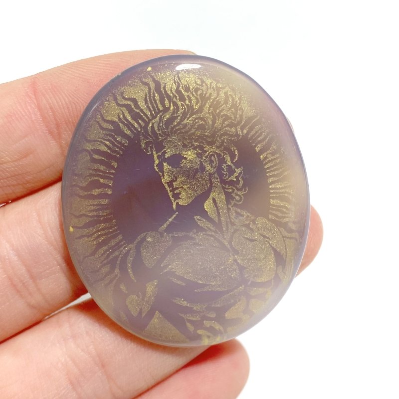 Laser Printing Golden Twelve Olympians Agate Stone DIY Accessories Wholesale