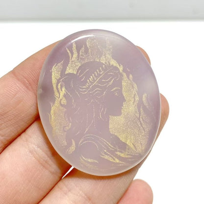 Laser Printing Golden Twelve Olympians Agate Stone DIY Accessories Wholesale