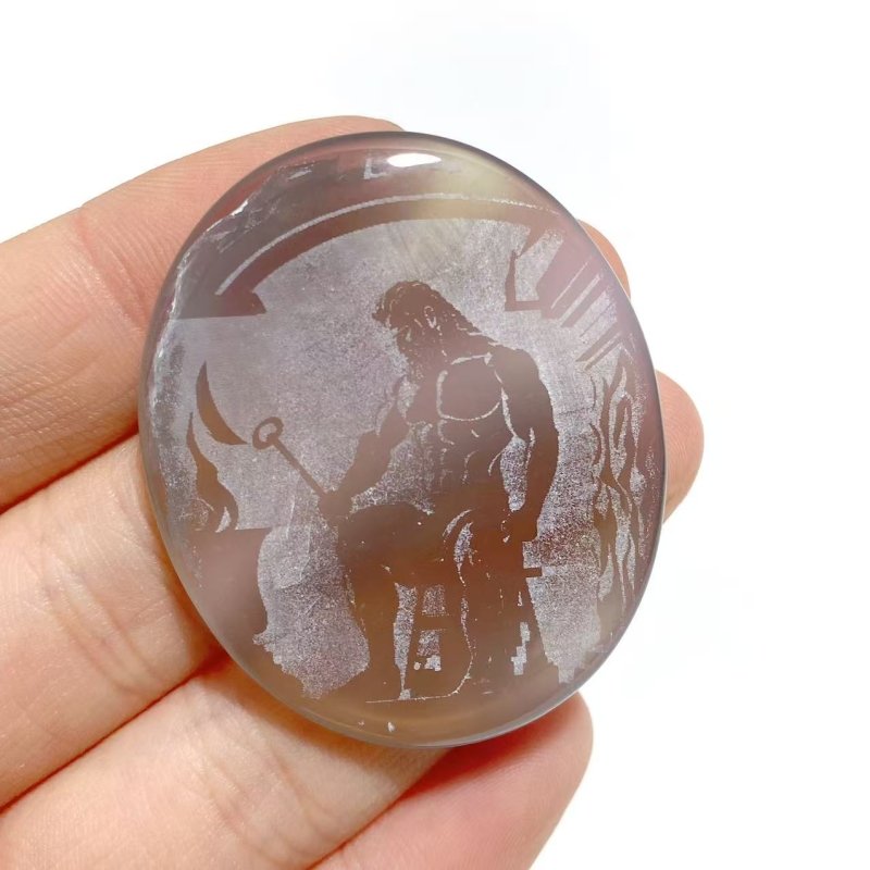 Laser Printing Silver Twelve Olympians Agate Stone DIY Accessories Wholesale