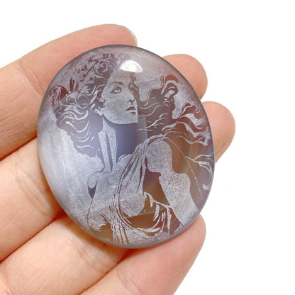 Laser Printing Silver Twelve Olympians Agate Stone DIY Accessories Wholesale