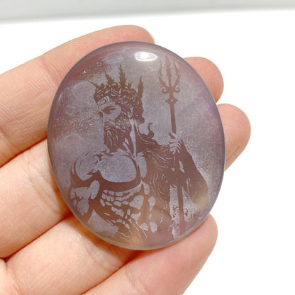 Laser Printing Silver Twelve Olympians Agate Stone DIY Accessories Wholesale