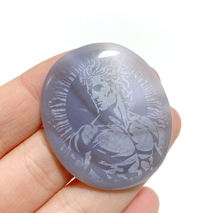 Laser Printing Silver Twelve Olympians Agate Stone DIY Accessories Wholesale